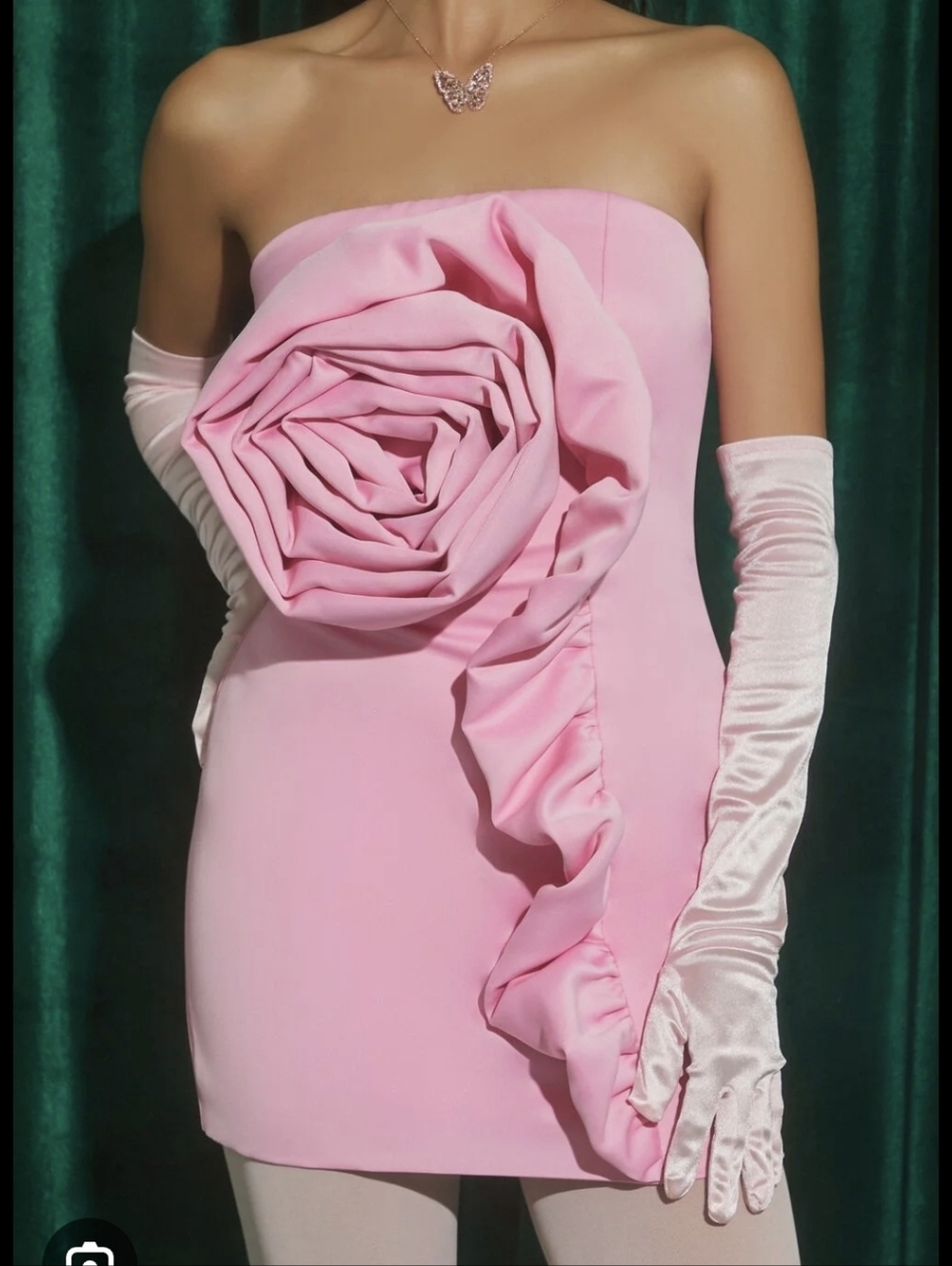 Forever 21 X Wicked Pink Rosette Tube Mini Dress Size Medium